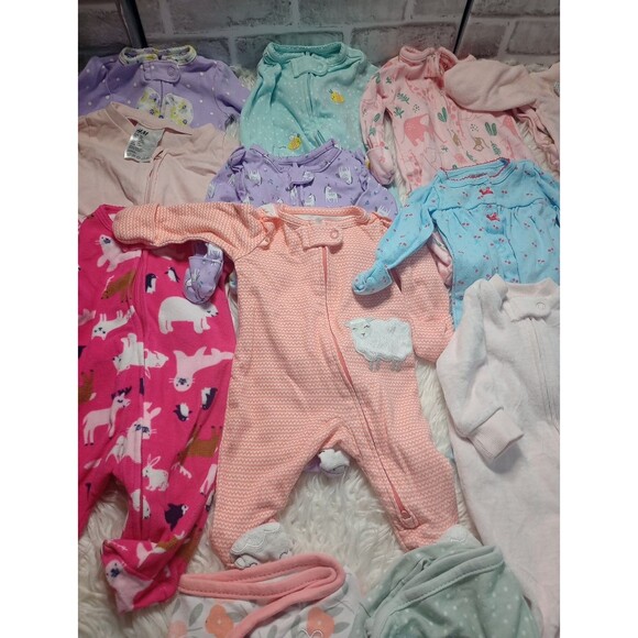 Used 12pcs baby girl clothes NB lot Long Sleeve One Piece OUTFIT multicolor - Picture 3 of 11